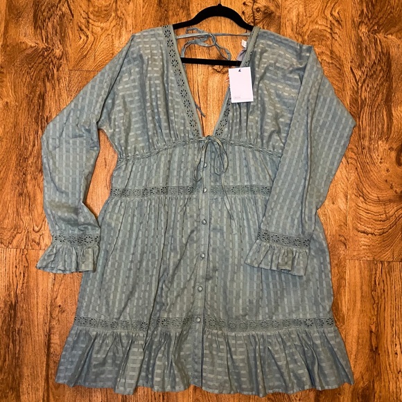 BNWT ASOS Design Smock Dress Khaki Green - Picture 2 of 4
